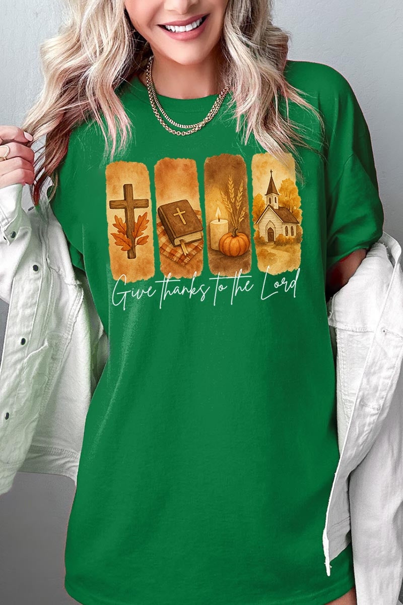 5000-E3169 Give Thanks To The Lord Graphic Heavy Cotton Tee $9