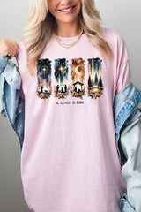 5000P-E3204 Savior Is Born Nativity Graphic Plus Heavy Cotton Tee $12.75