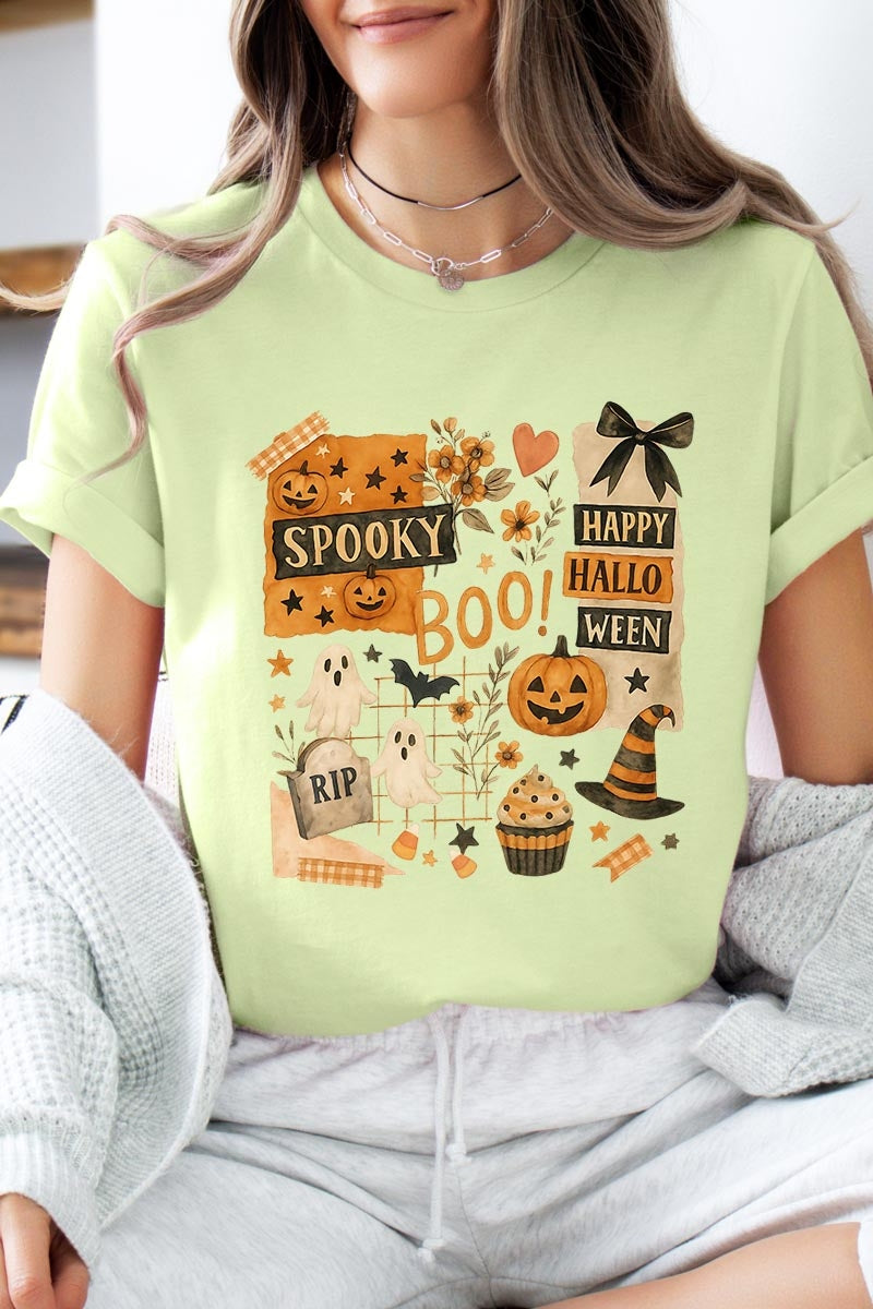 US3001P-E3084 Halloween collage Graphic Plus Tee $16