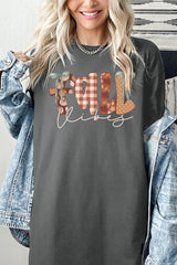 5000-E3071 Fall Vibes Rustic Script Graphic Heavy Cotton Tee $9