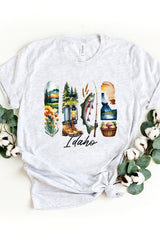 US3001P-E3061ID Idaho State Brushstroke Graphic Plus Tee $16