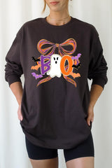 UL240P-E3120 Boo Brushstroke Bow Graphic Plus Long Sleeve Tee $17