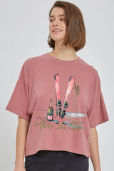 CTS-E3187 Apres Ski Club Graphic Relaxed Crop Top $11