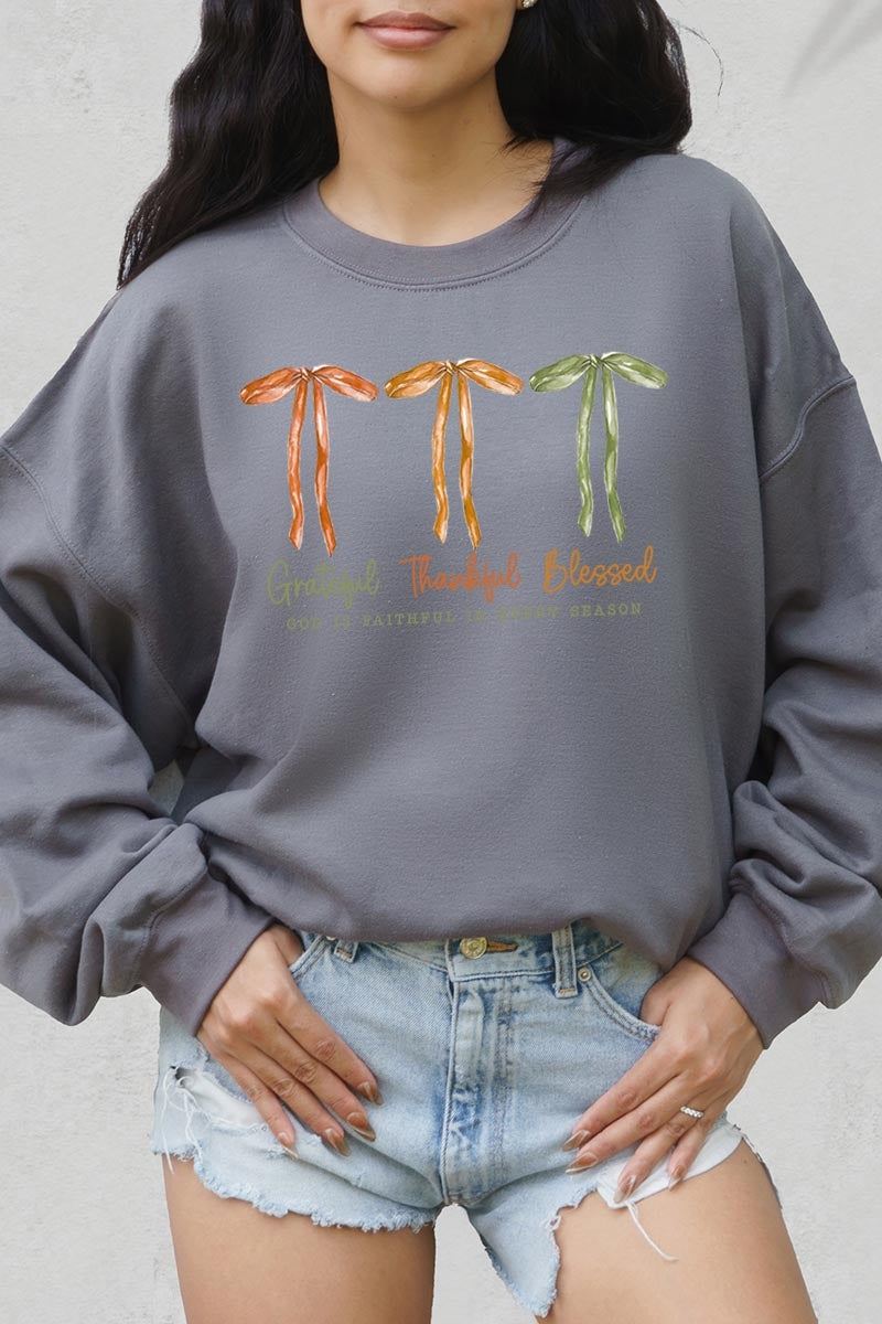 UL180-E3111 Grateful Thankful Blessed Graphic Sweatshirt $20