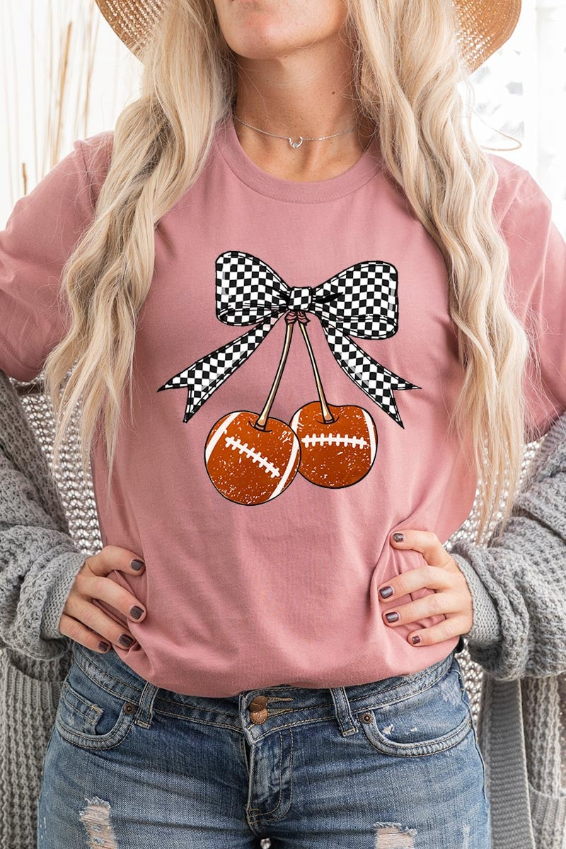 US3001P-E3055 Football Cherries Graphic Plus Tee $16