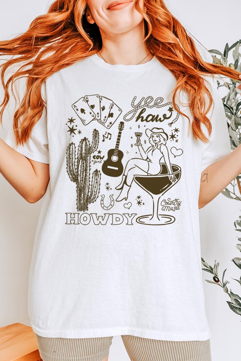 5000-E3097 Cowgirl Country Music Graphic Heavy Cotton Tee $9