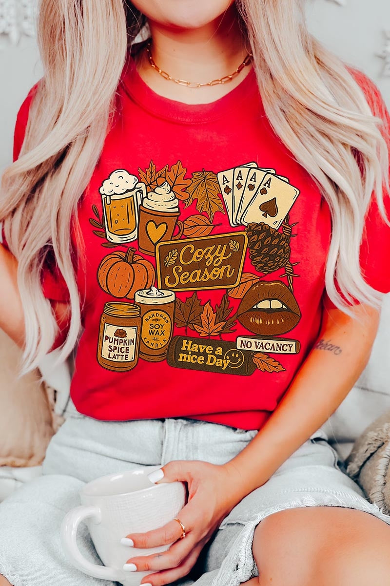 US3001-E3119 Retro Fall Collage Graphic Tee $12.5