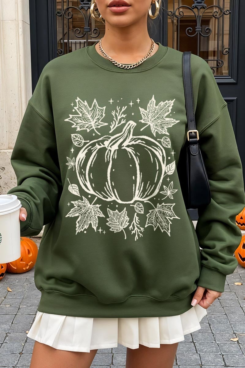UL180-E3162 Fall Pumpkin Graphic Sweatshirt $20