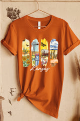US3001P-E3061KS Kansas State Brushstroke Graphic Plus Tee $16