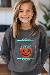 UL180B-E3140Z Halloween turquoise pumpkin Kids Sweatshirt $20