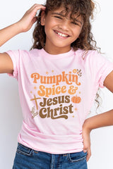 US3001Y-E3164Z Pumpkin Spice & Jesus Kids Graphic Tee $11