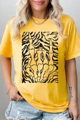 5000P-E3177 Skeleton Hands Zebra Graphic Plus Heavy Cotton Tee $12.75