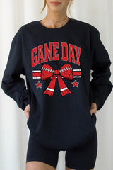 UL240P-E3062 Red Game Day Football Bow Plus Long Sleeve Tee $17