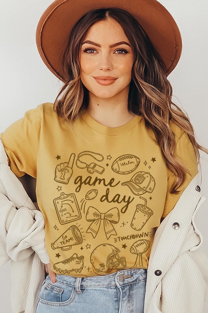 US3001-E3081 Football Doodles Graphic Tee $12.5