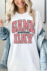 5000-E3126 Red Gingham Game Day Graphic Heavy Cotton Tee $9