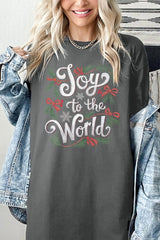 5000P-E3221 Joy to the World Christmas Graphic Plus Heavy Cotton Tee $12.75