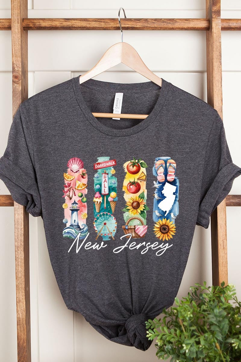 US3001-E3061NJ New Jersey State Brushstroke Graphic Tee $12.5