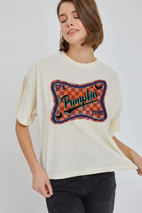 CTS-E3144 Itu2019s pumpkin time Graphic Relaxed Crop Top $11