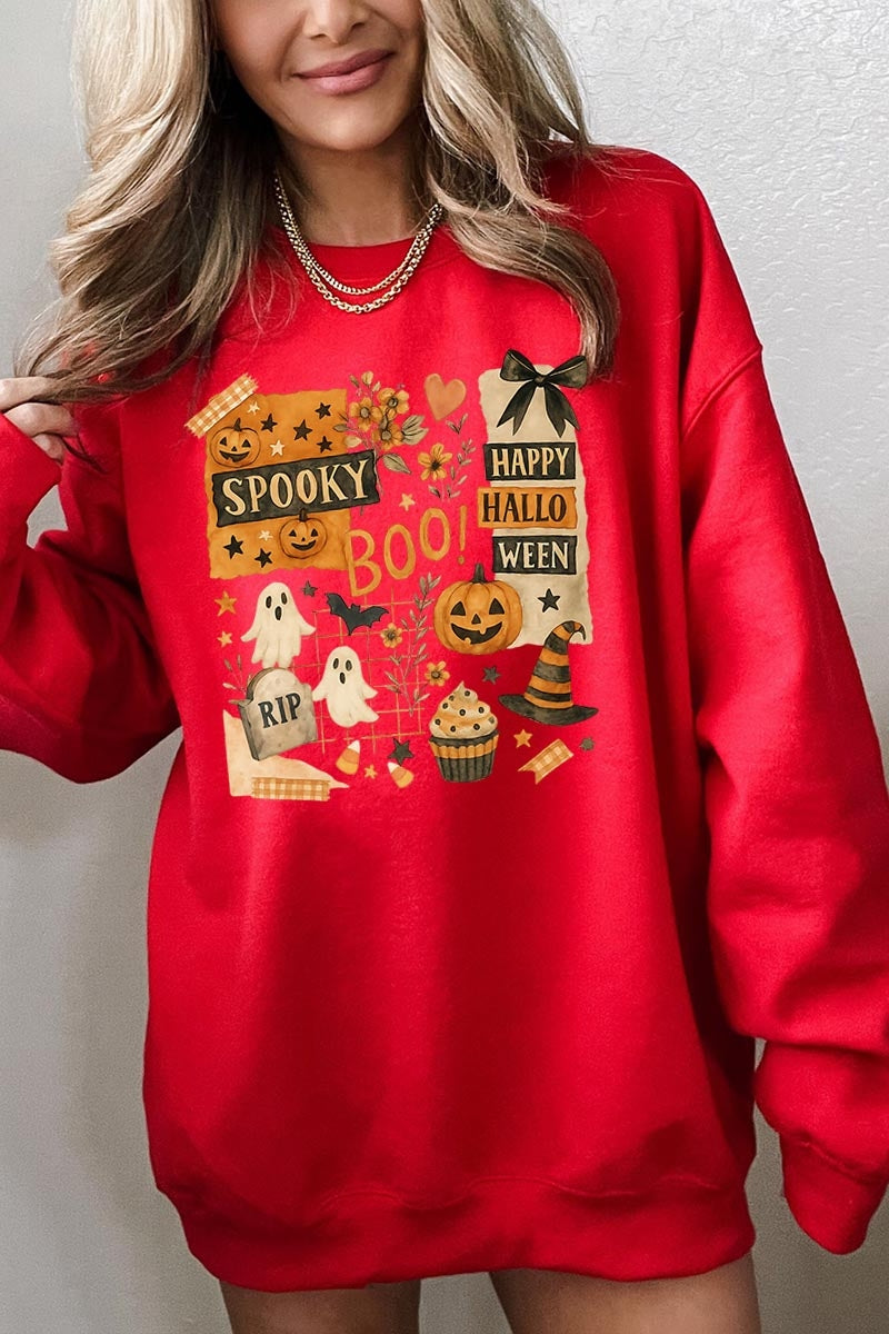 UL180P-E3084 Halloween collage Graphic Plus Sweatshirt $25