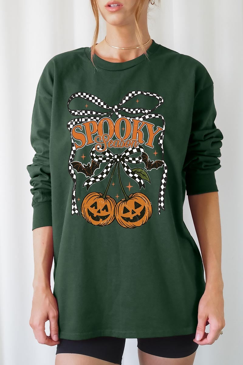 UL240-E3085 Pumpkin Cherries Graphic Long Sleeve Tee $13.75