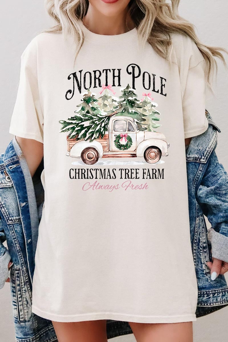 5000-E3174 North Pole Christmas Graphic Heavy Cotton Tee $9