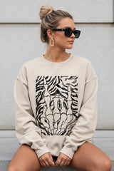 UL180-E3177 Skeleton Hands Zebra Graphic Sweatshirt $20