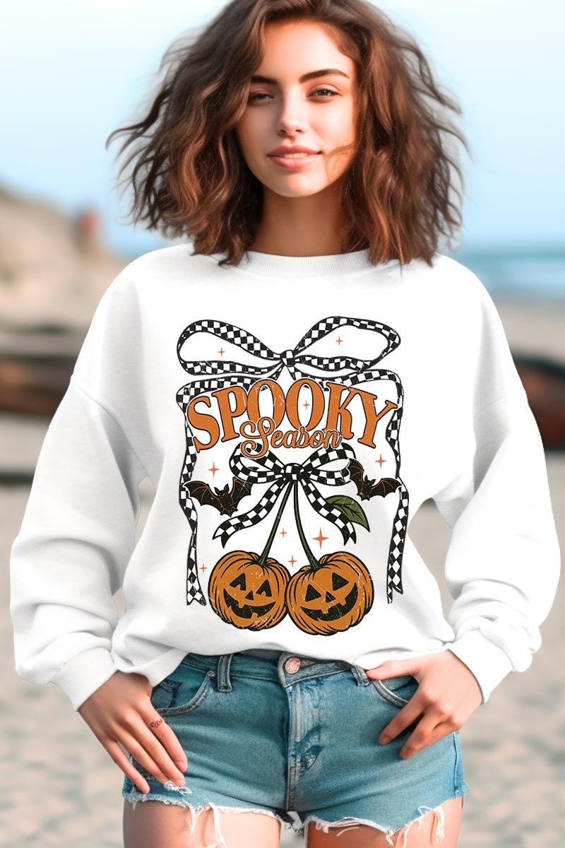 UL180-E3085 Pumpkin Cherries Graphic Sweatshirt $20