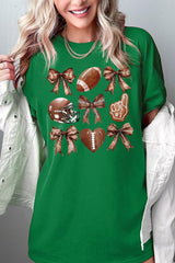 5000-E3054 Cute Football and Bow Graphic Heavy Cotton Tee $9