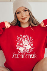 UL180P-E3116 God Is Good Floral Graphic Plus Sweatshirt $25