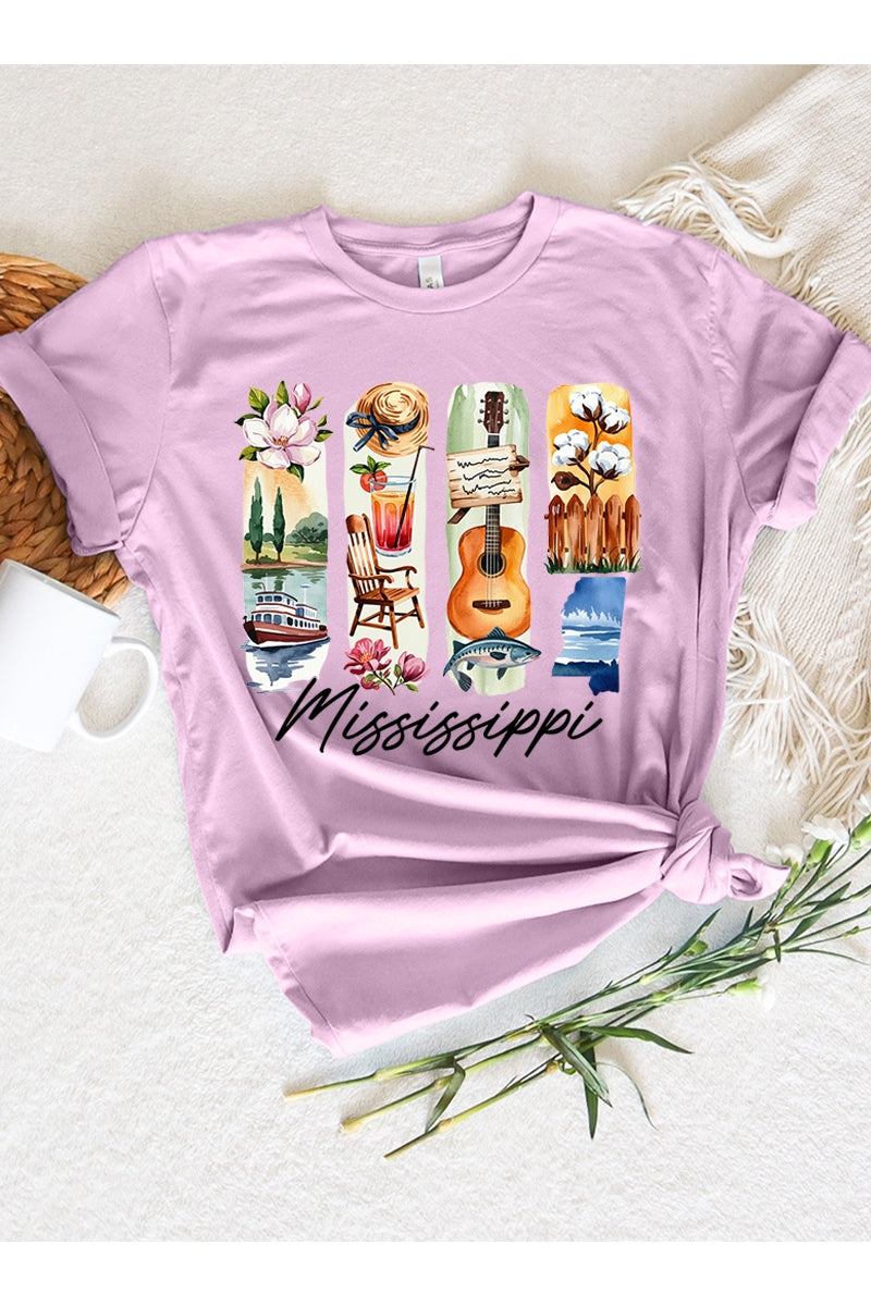 US3001P-E3061MS Mississippi State Brushstroke Graphic Plus Tee $16