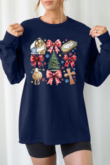 UL240P-E3219 Nativity Scene Christmas Graphic Plus Long Sleeve Tee $17