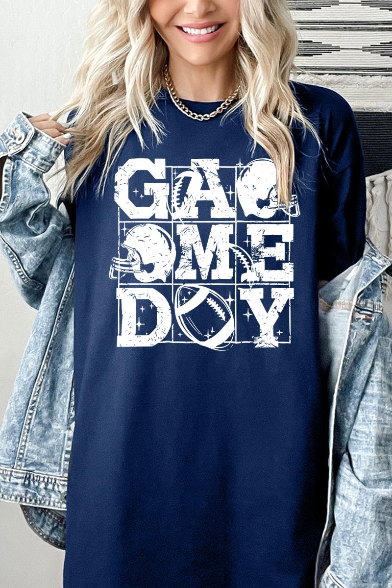 5000-E3073 Distressed Game Day Graphic Heavy Cotton Tee $9