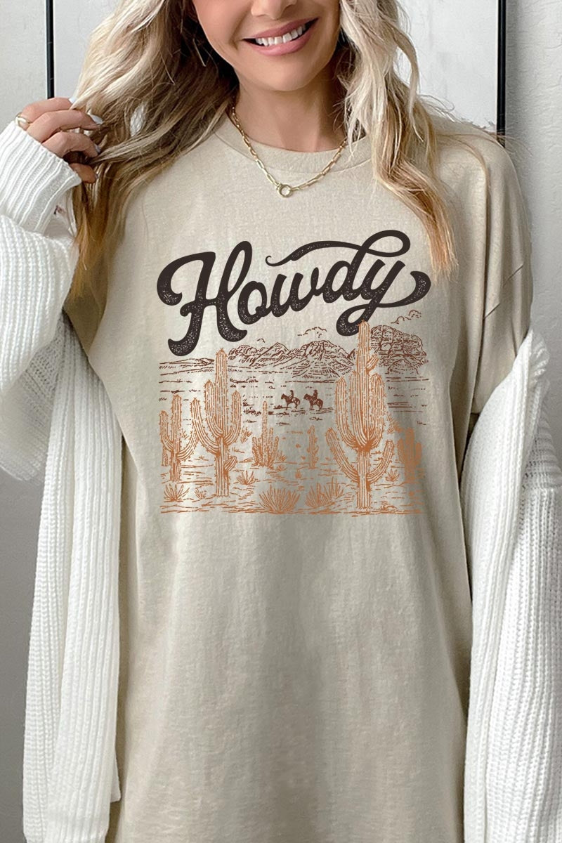 5000P-E3095 Howdy Desert Western Graphic Plus Heavy Cotton Tee $12.75