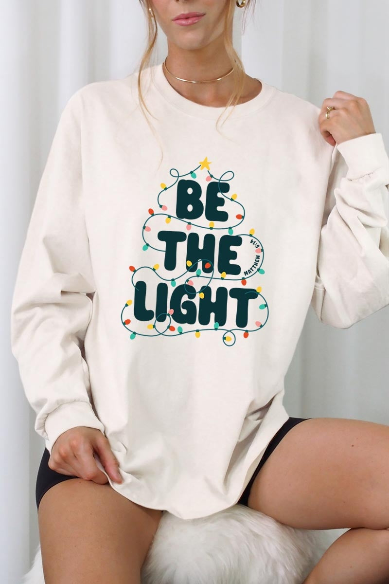UL240P-E3202 Be the Light Christmas Graphic Plus Long Sleeve Tee $17