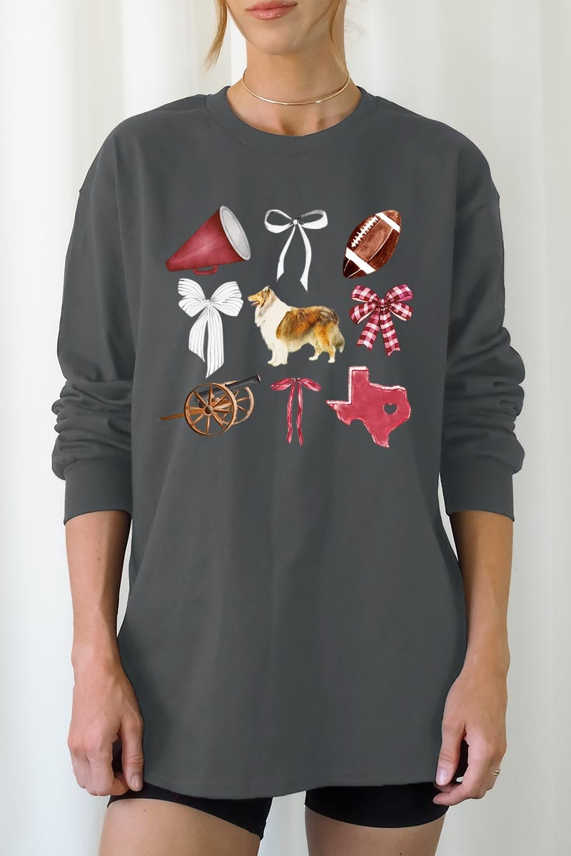 UL240-E3079 Texas Football Graphic Long Sleeve Tee $13.75