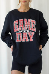 UL240-E3126 Red Gingham Game Day Graphic Long Sleeve Tee $13.75