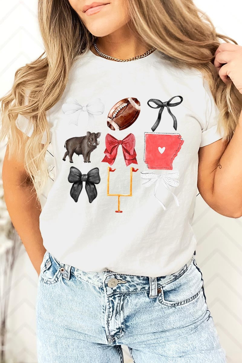 US3001-E3077 Arkansas Football Graphic Tee $12.5