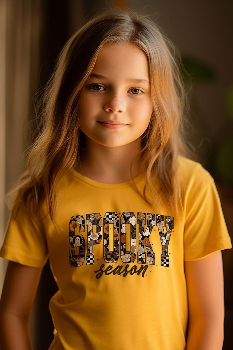 US3001Y-E3105Z Spooky Season Halloween Kids Graphic Tee $11