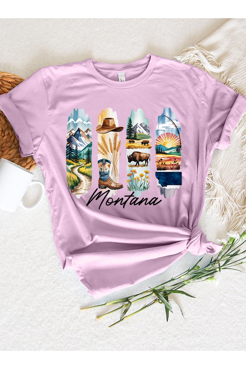 US3001P-E3061MT Montana State Brushstroke Graphic Plus Tee $16