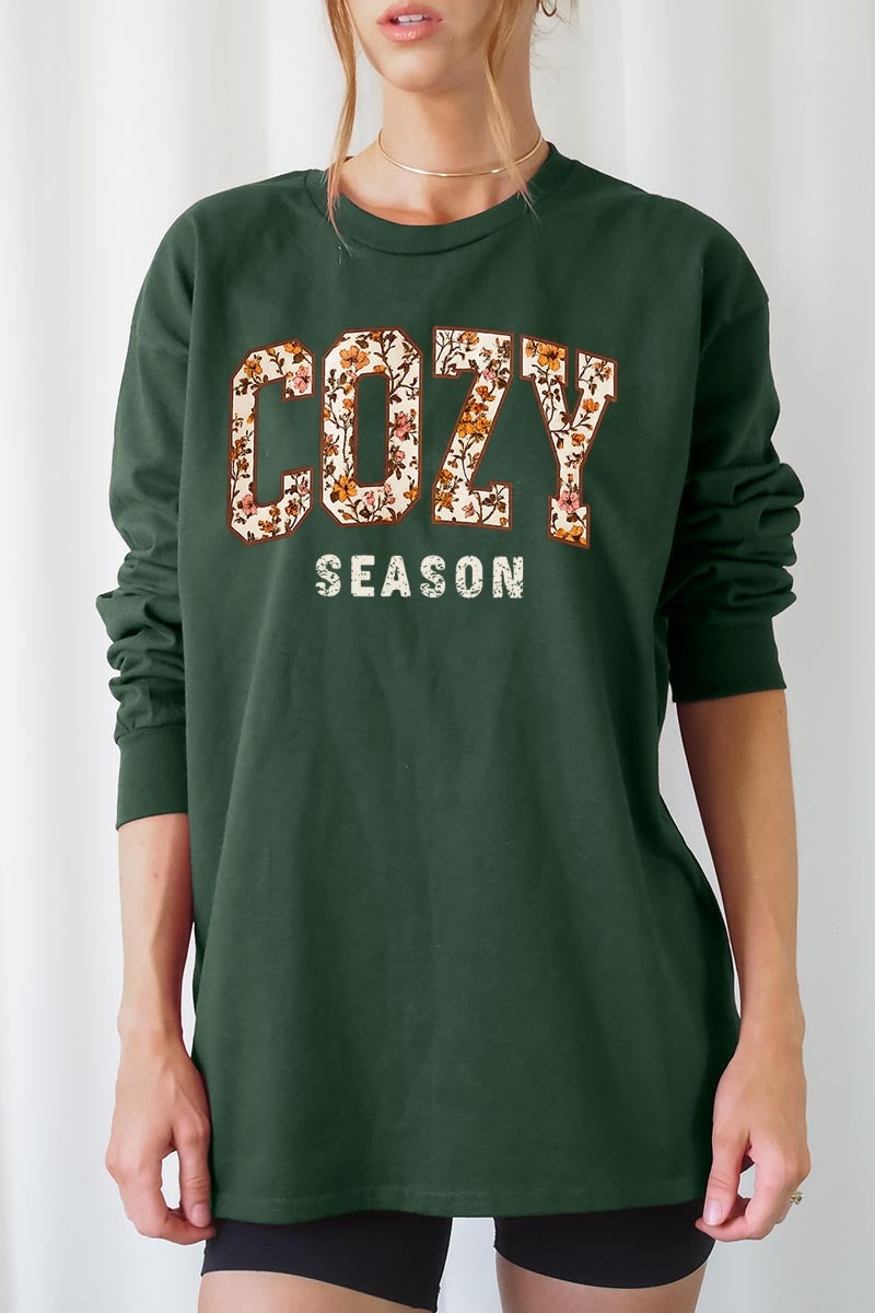 UL240-E3082 Cozy Season Graphic Long Sleeve Tee $13.75