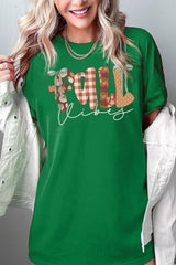 5000-E3071 Fall Vibes Rustic Script Graphic Heavy Cotton Tee $9