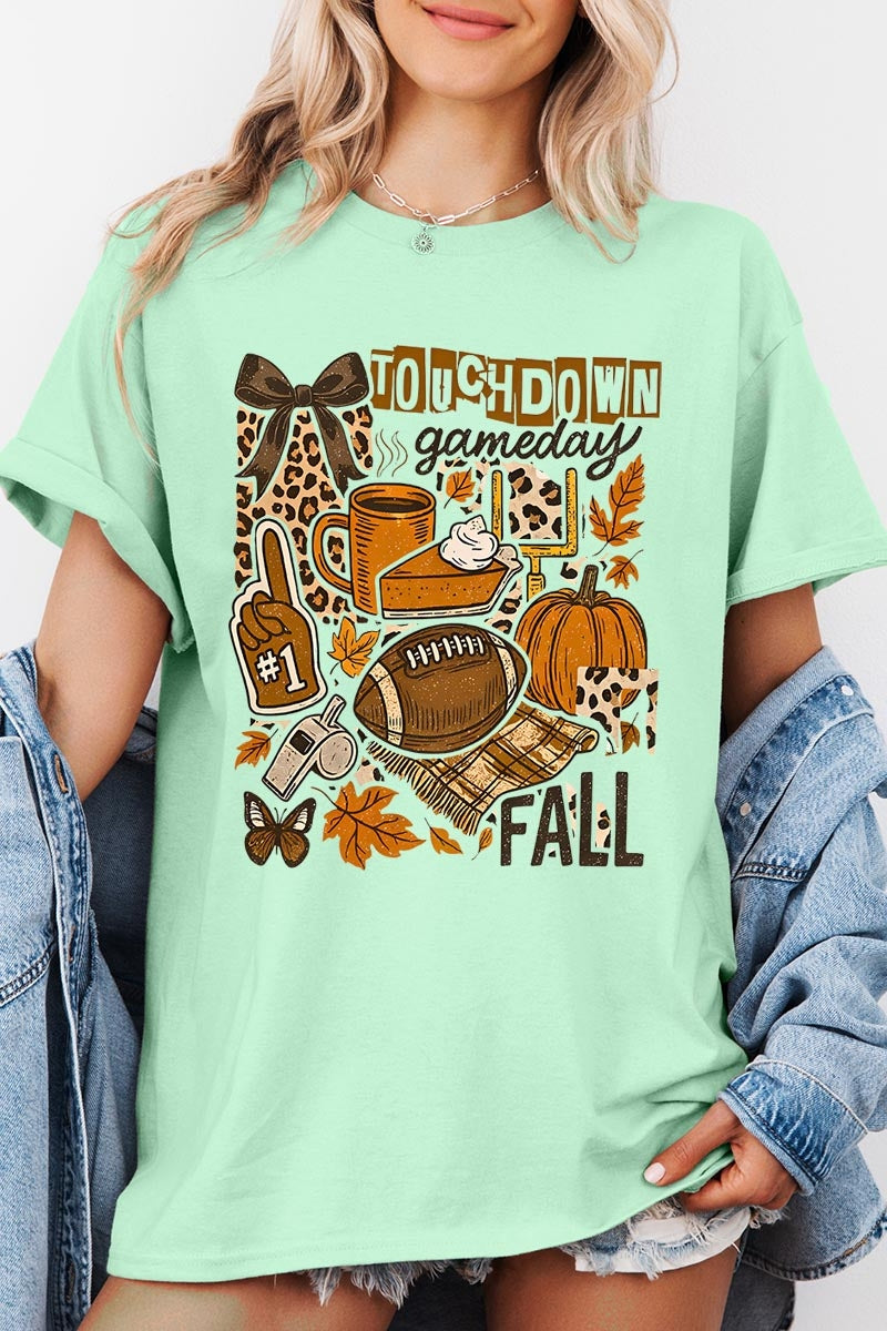 5000-E3134 Fall Football Collage Graphic Heavy Cotton Tee $9