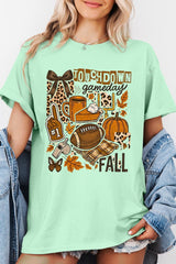 5000-E3134 Fall Football Collage Graphic Heavy Cotton Tee $9