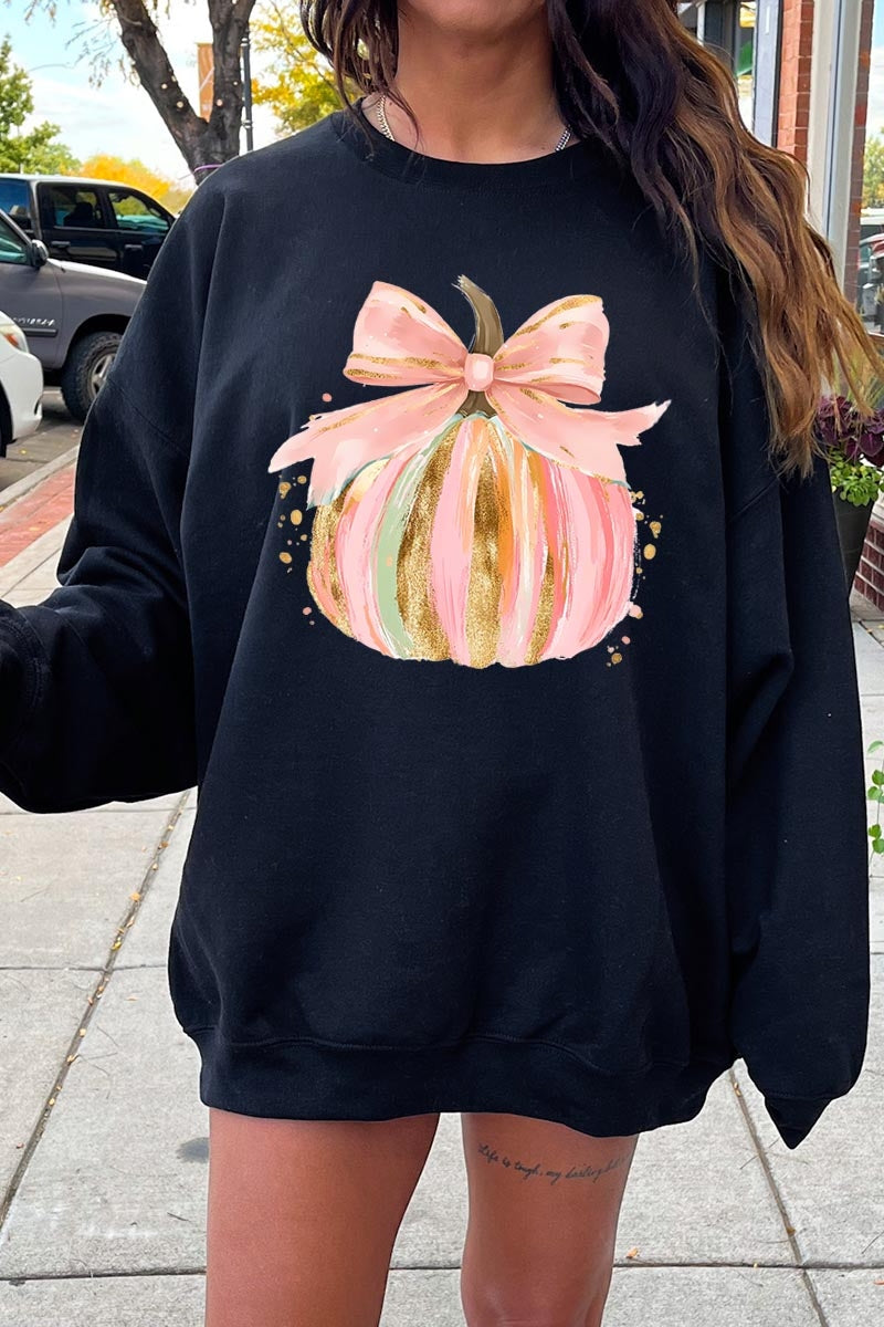 UL180P-E3083 Brushstroke Pumpkin Graphic Plus Sweatshirt $25