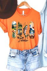 US3001P-E3061ID Idaho State Brushstroke Graphic Plus Tee $16