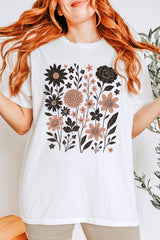 5000P-E3178 Fall Floral Garden Graphic Plus Heavy Cotton Tee $12.75