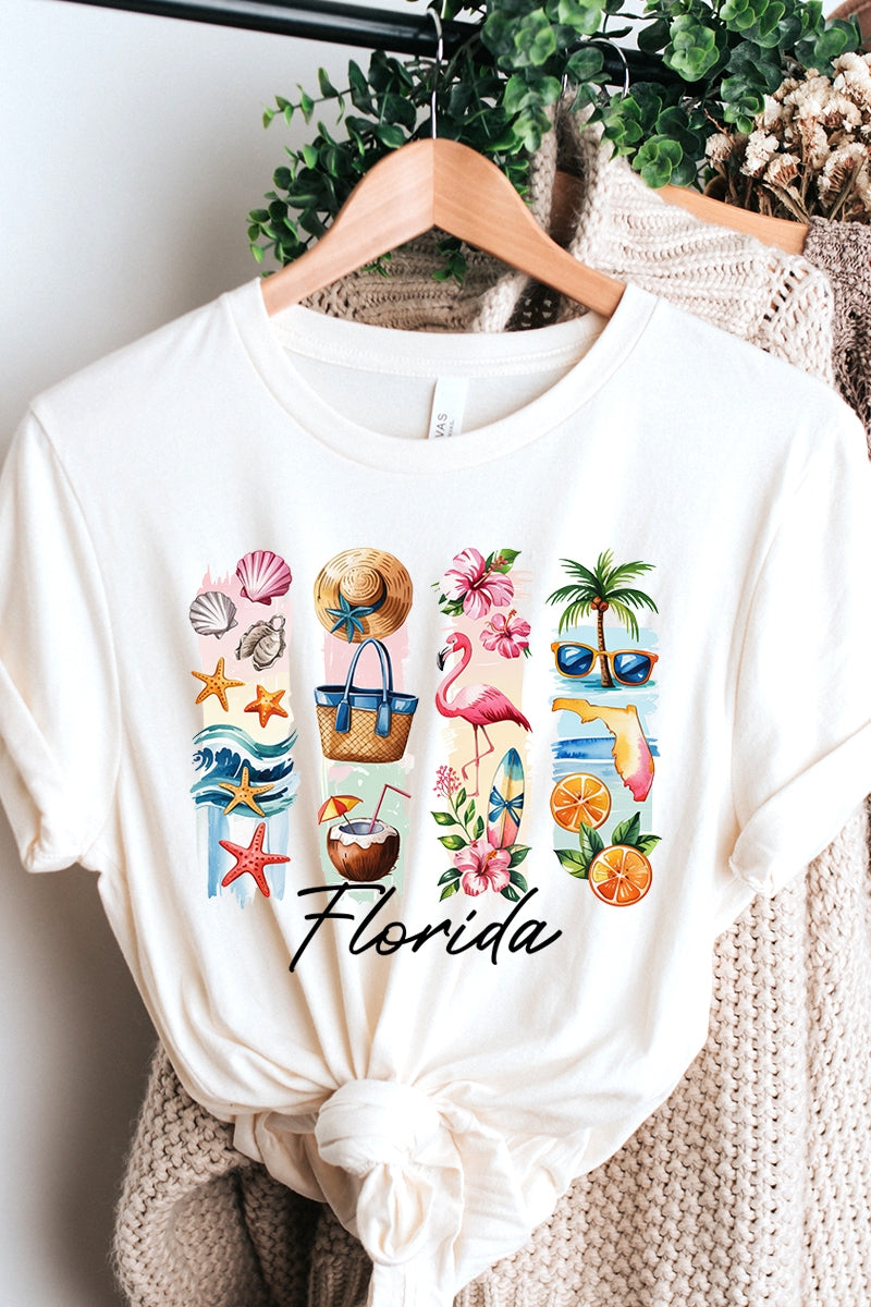 US3001-E3061FL Florida State Brushstroke Graphic Tee $12.5
