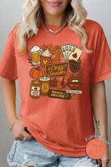 5000-E3119 Retro Fall Collage Graphic Heavy Cotton Tee $9