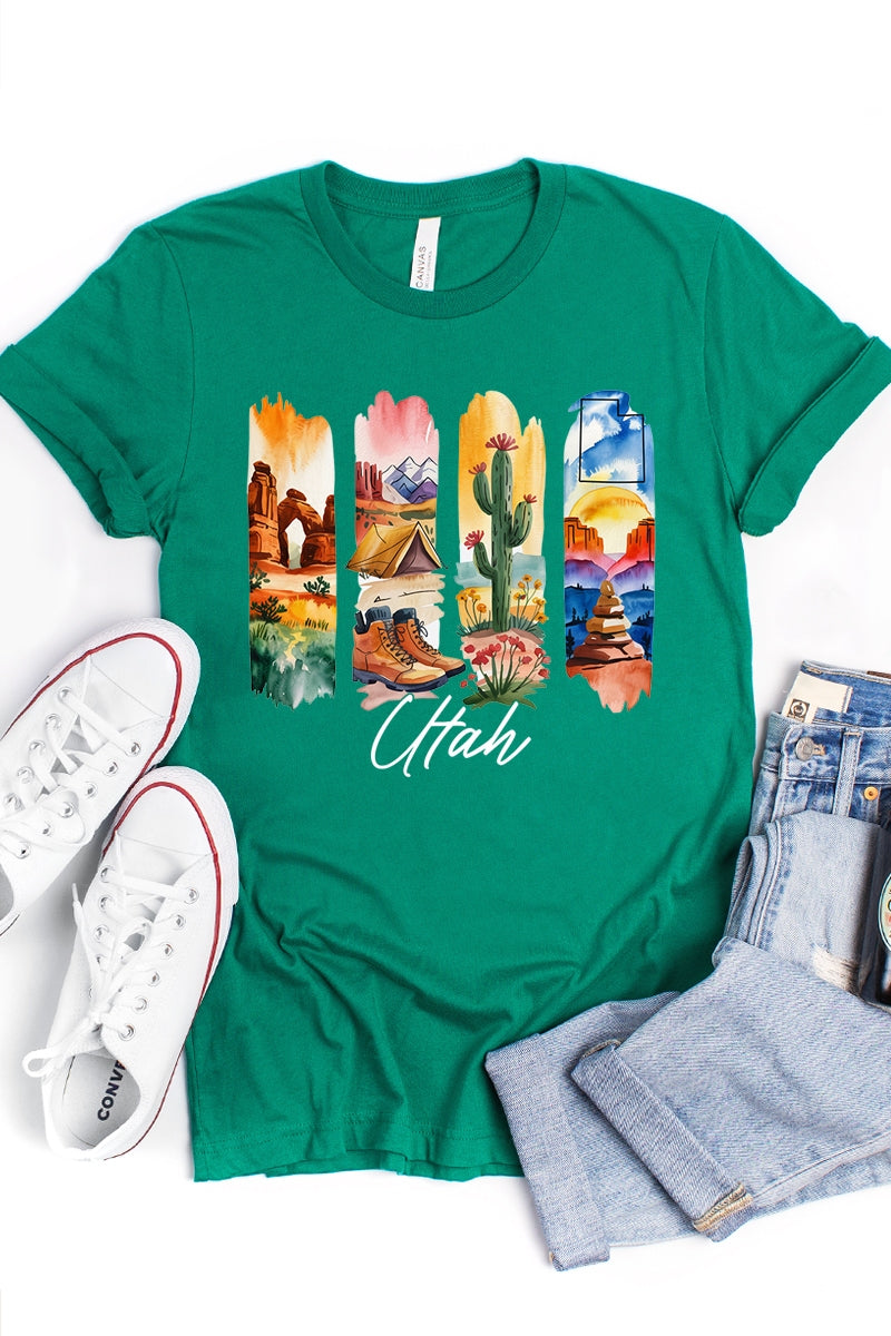 US3001-E3061UT Utah State Brushstroke Graphic Tee $12.5