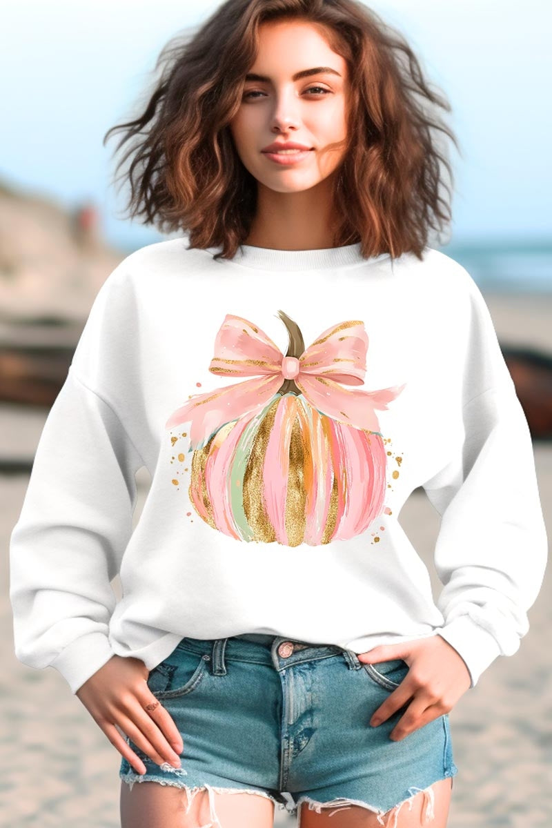 UL180P-E3083 Brushstroke Pumpkin Graphic Plus Sweatshirt $25